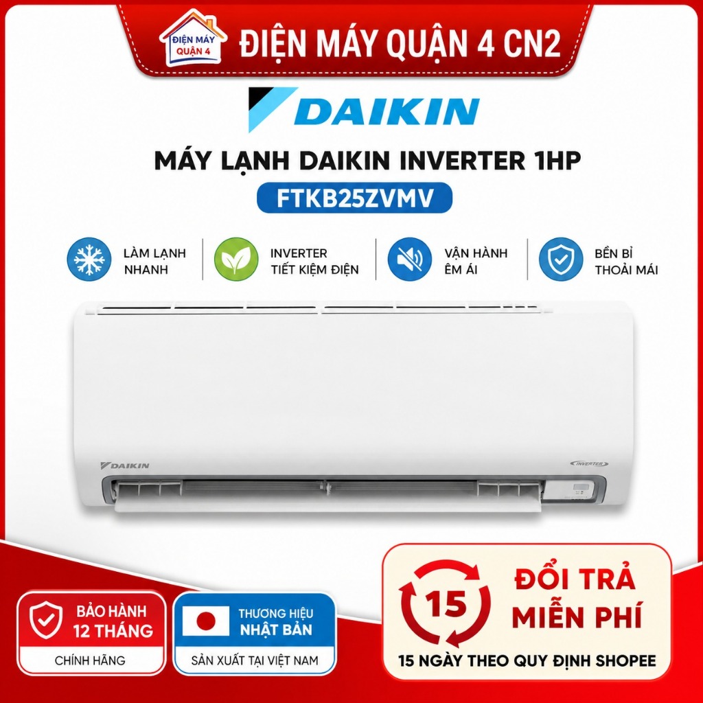 Máy Lạnh Daikin FTKB25ZVMV Inverter 1HP 9000 BTU