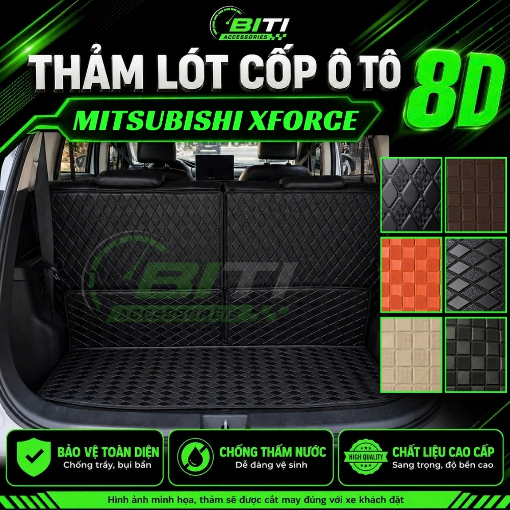 Thảm Lót Cốp Ô Tô Da 8D Phù Hợp Cho MITSUBISHI XFORCE, Lót Cốp Ô Tô Chất Liệu Da 8D Chống Thấm, Trầy