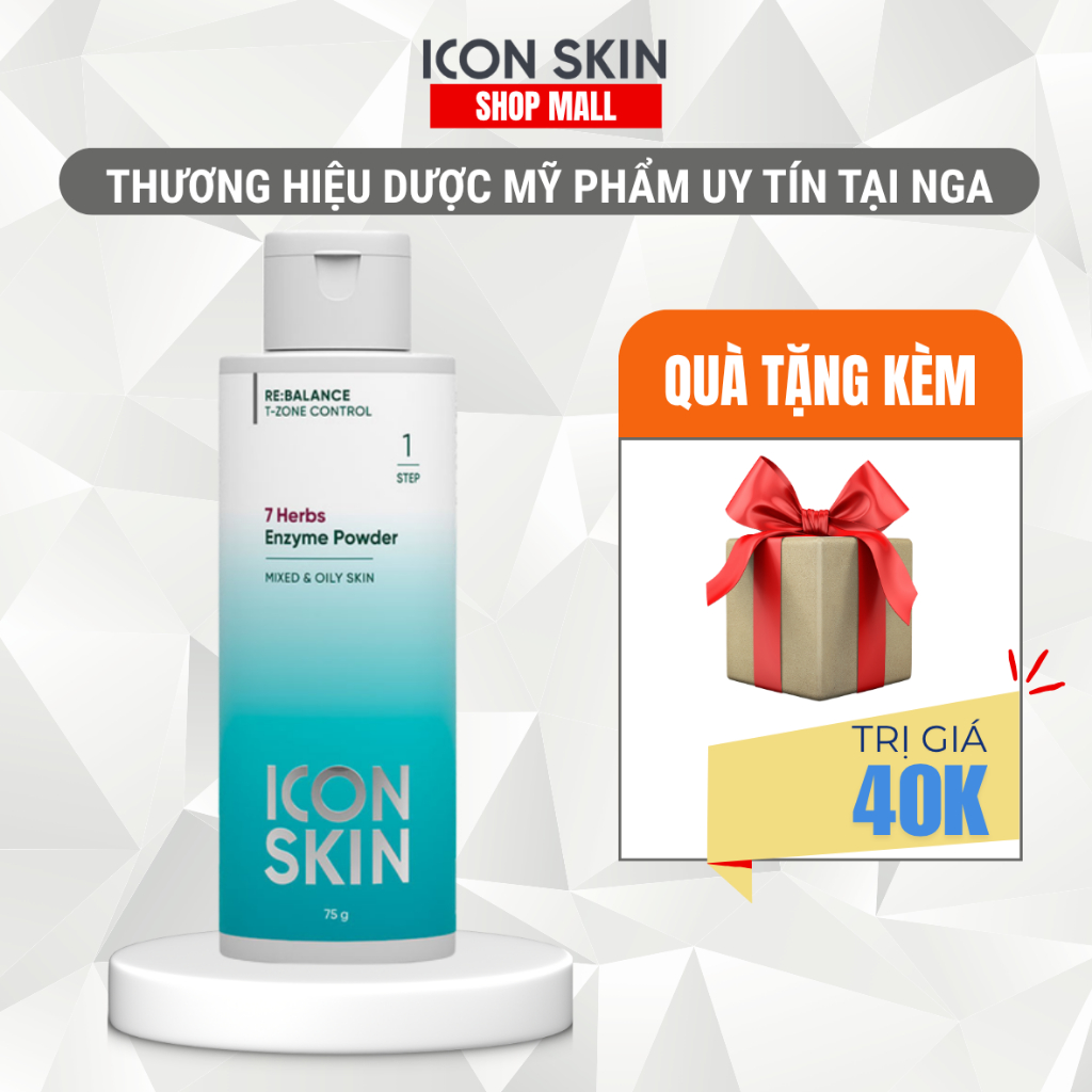 Bột tẩy da chết enzyme Icon Skin 7 Herbs Enzyme Powder 75g | Dành cho da hỗn hợp, da dầu