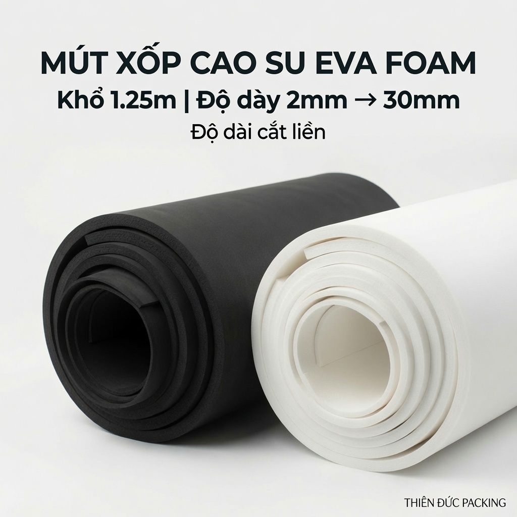 Xốp cao su non eva foam 30mm, 20mm, 10mm, 5mm, 3mm khổ 1m25 lót sàn, tiêu âm, lót bể cá