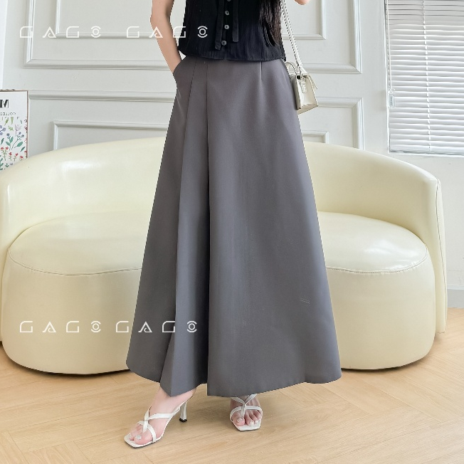Chân Váy Dài Xếp Ly 1 Bên GAGO BRAND Form A Dây Kéo Sau Công Sở Vải Chống Nhăn Đứng Form Thanh Lịch 