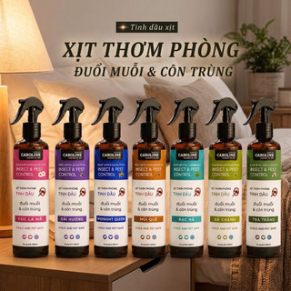 Bình xịt phòng tinh dầu Sả Chanh, Bạc Hà, Quê, Oải Hương thơm phòng hỗ trợ đuối muối & côn trùng. Chai xịt khứ mùi nhanh