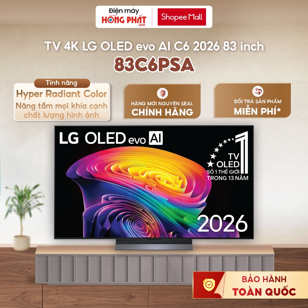 83C6PSA | Smart Tivi 4K LG OLED evo AI C6 83 inch OLED83C6PSA - Tần số quét thực 120Hz Cơ bản (VRR 1
