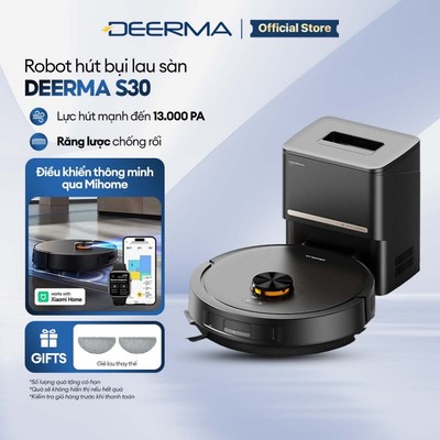 Robot hút bụi lau sàn đa năng Deerma S30 lực hút 13.000Pa kèm trạm sạc tự động gom bụi thông minh - Bảo hành 24 tháng