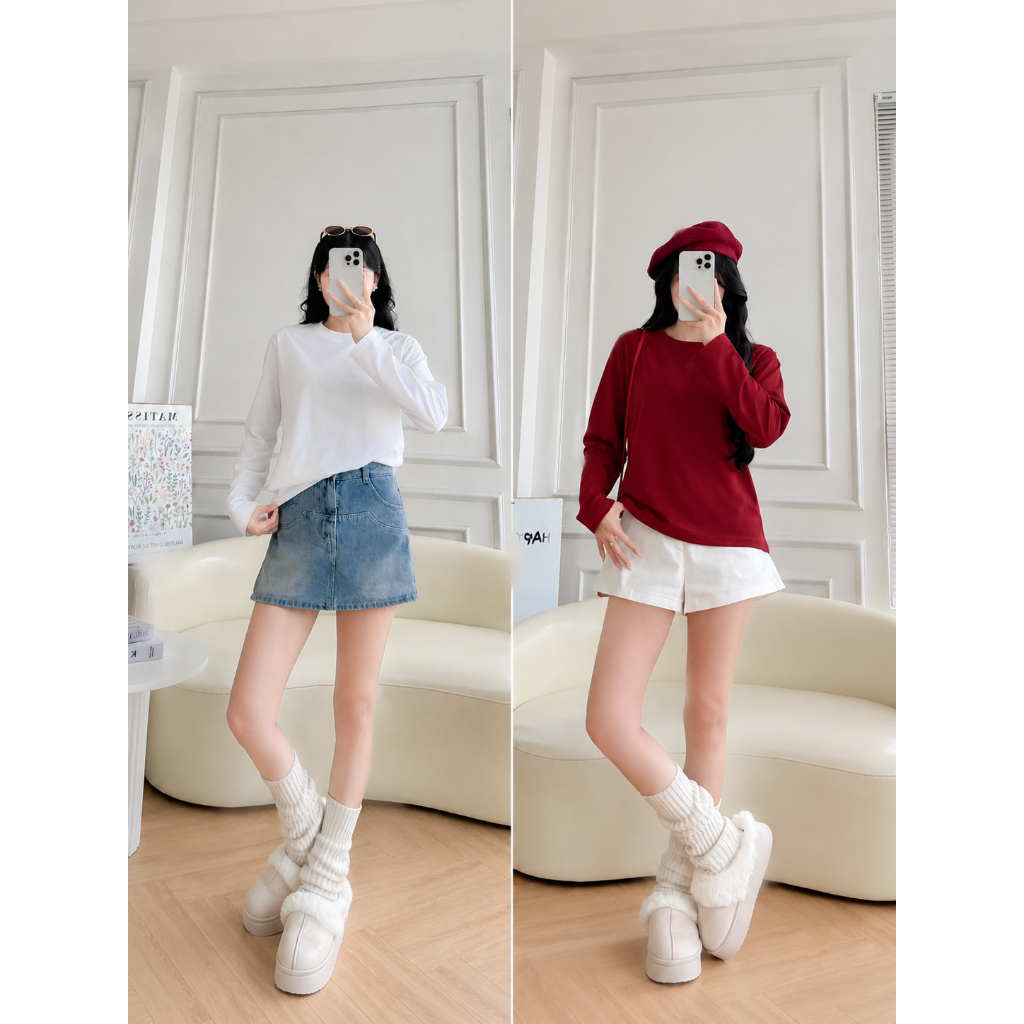 ÁO THUN BABYTEE  TAY DÀI TRƠN ĐỦ MÀU VẢI COTTON MỀM MỊN THOÁNG MÁT DỄ PHỐI ĐỒ BST26 Cổ Tròn