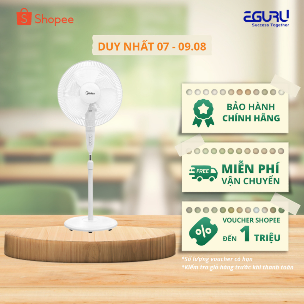 Quạt Đứng Midea MFS400M0BPW Làm Mát Mạnh 3 Tốc Độ Điều Chỉnh Chiều Cao