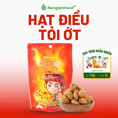 Hạt Điều Rang Tỏi Ớt NONGLAMFOOD Giòn Bùi Thơm Tỏi Cay Nhẹ Hạt Dinh Dưỡng, Đồ Ăn Vặt Văn Phòng 45g