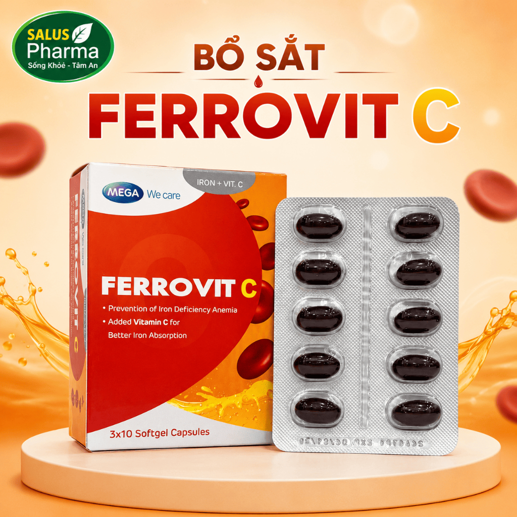 [Chính Hãng] Viên Uống Bổ Sung Sắt Ferrovit C Mega We Care (Hộp 30 Viên) - Hỗ Trợ Tăng Tái Tạo Máu, 