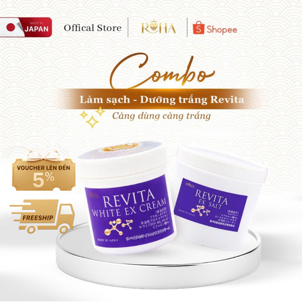[Combo 1 Tẩy tbc + 1 Kem] Tẩy tế bào chết Revita 900g + Kem dưỡng trắng nâng tone Revita 500g