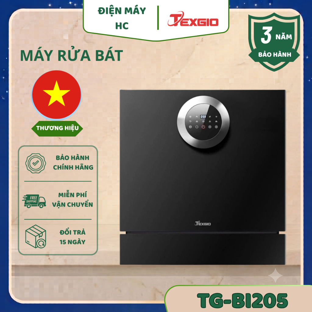 Máy Rửa Chén Bát Texgio TG-BI205 – Dung Tích 11 Bộ, 7 Chương Trình Rửa Tiện Lợi