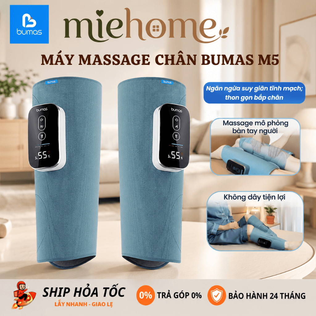 Máy Massage Chân BUMAS M5 - Thư Giãn Nhờ Massage Túi Khí BIONIC Mô Phỏng Bàn Tay Con Người