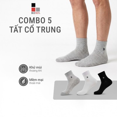 Set 5 Vớ Nam Công Sở Bizmen Cổ Trung Đanh Mịn Không Bai Dão Co Giãn Tốt Đi Cực Kì Êm BSC012EDP05