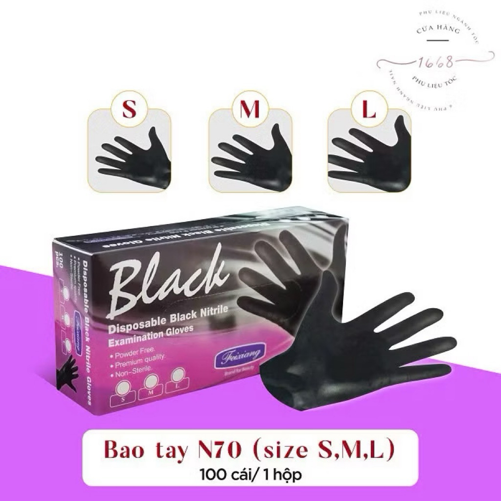 Găng Tay Cao Su Đen CHo Thợ Cắt Tóc Nam Nữ, Salon, Barbershop Disposable Black Gloves - Gia Hân