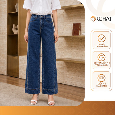 Quần Jean Nữ 𝐂𝐂𝐇𝐀𝐓 Dáng Suông Sora Dệt Chéo Chất Liệu Jeans Denim Cao Cấp 16GDJ2002ST