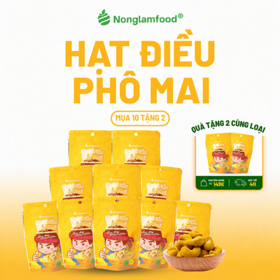 [10 Túi Tặng 2] Combo 10 túi hạt điều phô mai Nonglamfood 45g, Premium cheese cashews