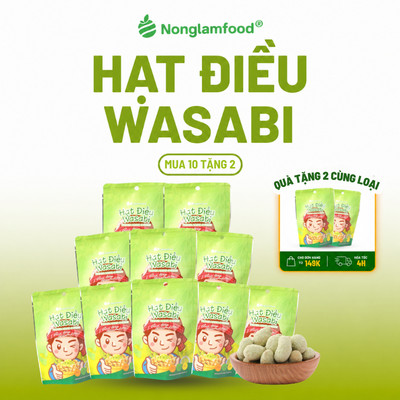 [10 Túi Tặng 2] Combo 10 túi hạt điều wasabi Nonglamfood 45g, Premium wasabi cashews