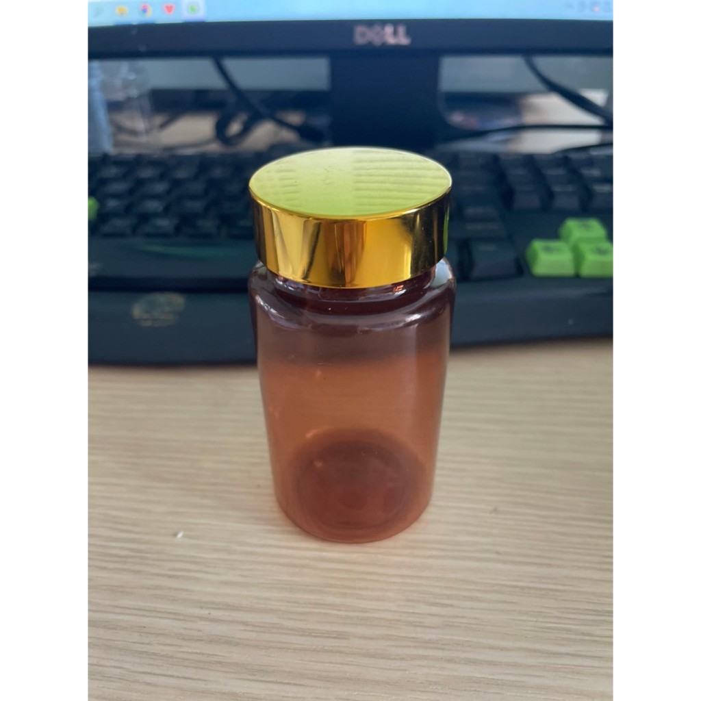 Combo 100 lọ nhựa pet nâu nắp vàng sáng 100ml, lọ nhựa đựng viên nang, viên nén, viên hoàn 100cc