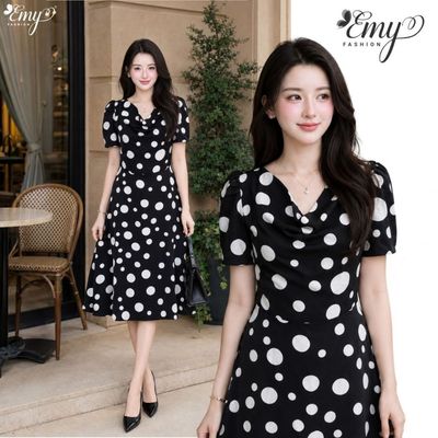 Đầm Thiết Kế EMY Thời Trang Cao Cấp EM9743 Vải Lụa Mango Thanh Lịch Dạo Phố
