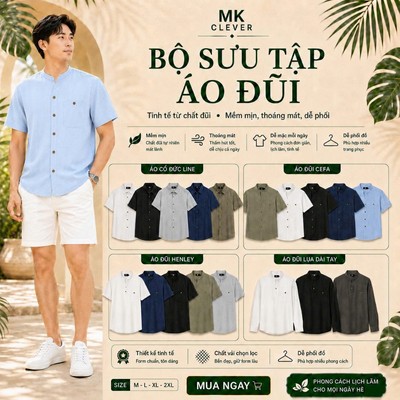 Bộ sưu tập Áo Sơ Mi Đũi MK CLEVER Chất vải mềm mịn thoáng mát, thấm hút tốt, thoải mái form rộng hằng ngày