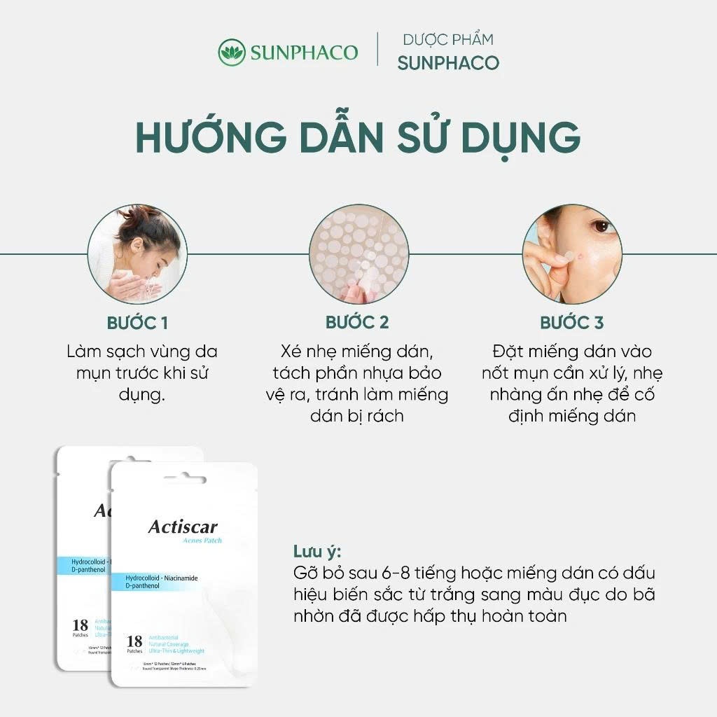 Miếng dán mụn ACTISCAR hỗ trợ giảm mụn, giảm thâm , phù hợp với mọi làn da