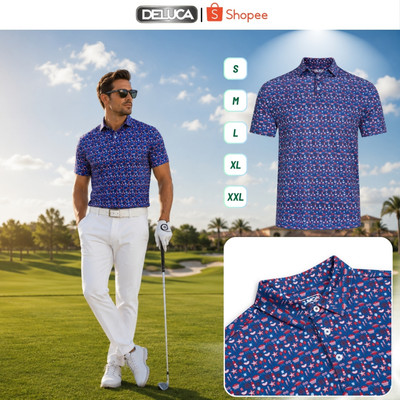 Áo Polo Golf Nam Deluca HM30 Họa Tiết Cao Cấp – Áo Polo Thể Thao Cổ Sơ Mi Co Giãn Thoáng Mát Chính Hãng