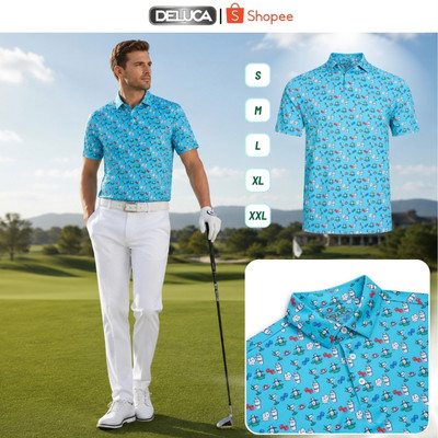 Áo Polo Golf Nam Deluca HM35 Họa Tiết Cao Cấp Chính Hãng, Cổ Sơ Mi Co Giãn Thoáng Mát Thời Trang Nam