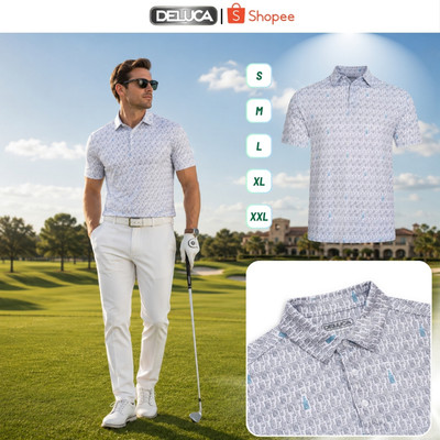 Áo Polo Golf Nam Deluca HM36 Họa Tiết Cao Cấp – Áo Polo Thể Thao Cổ Sơ Mi Co Giãn Thoáng Mát Chính Hãng