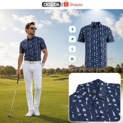 Áo Polo Golf Nam Deluca HM41 Chính Hãng Họa Tiết Cao Cấp Cổ Bẻ Co Giãn Thoáng Mát Thời Trang Nam