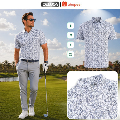 Áo Polo Golf Nam Deluca HM43 Họa Tiết Cao Cấp – Áo Polo Nam Cổ Sơ Mi Co Giãn Thoáng Mát Hàng Chính Hãng