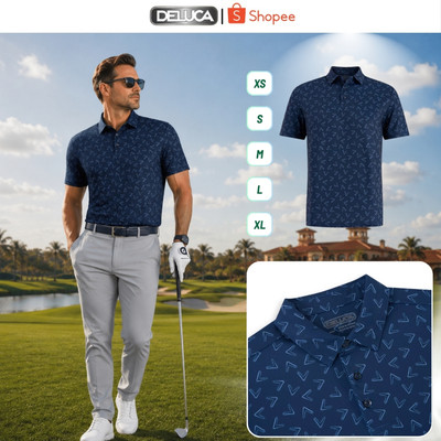 Áo Polo Golf Nam Deluca HM46 Chính Hãng Họa Tiết Cao Cấp Cổ Áo Sơ Mi Co Giãn Thoáng Mát Thời Trang