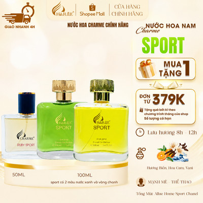 [Quà tặng bạn trai] Nước Hoa Nam Charme Sport 10ml|50ml100ml Chính Hãng, Nam Tính, Thể thao