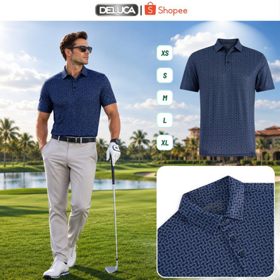 Áo Polo Golf Nam Deluca HM47 Họa Tiết Cao Cấp – Áo Polo Thể Thao Cổ Sơ Mi Co Giãn Thoáng Mát Chính Hãng