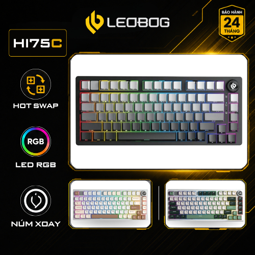 Bàn Phím Cơ Gaming LEOBOG Hi75C Pro 3 mnode, Case Nhôm, Hot Swap 5 Pin, Núm Xoay