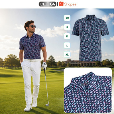 Áo Polo Golf Nam Deluca HM51 Họa Tiết Cao Cấp – Áo Polo Nam Thể Thao Co Giãn Thoáng Mát Chính Hãng
