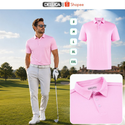 Áo Polo Golf Nam Deluca HM56 Màu Hồng Họa Tiết Cao Cấp – Áo Polo Thể Thao Cổ Sơ Mi Co Giãn Chính Hãng