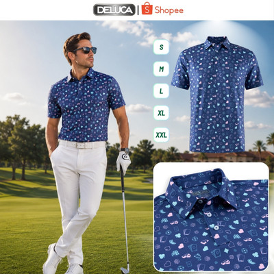 Áo Polo Golf Nam Deluca HM57 Họa Tiết Cao Cấp – Áo Polo Thể Thao Cổ Sơ Mi Co Giãn Thoáng Mát Chính Hãng