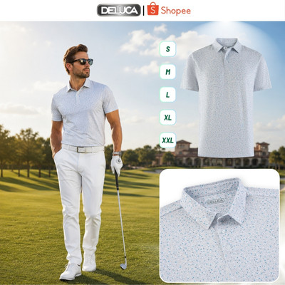 Áo Polo Golf Nam DELUCA HM68 Họa Tiết Hoa – Áo Polo Thể Thao Nam Co Giãn Thấm Hút Mồ Hôi Hàng Chính Hãng