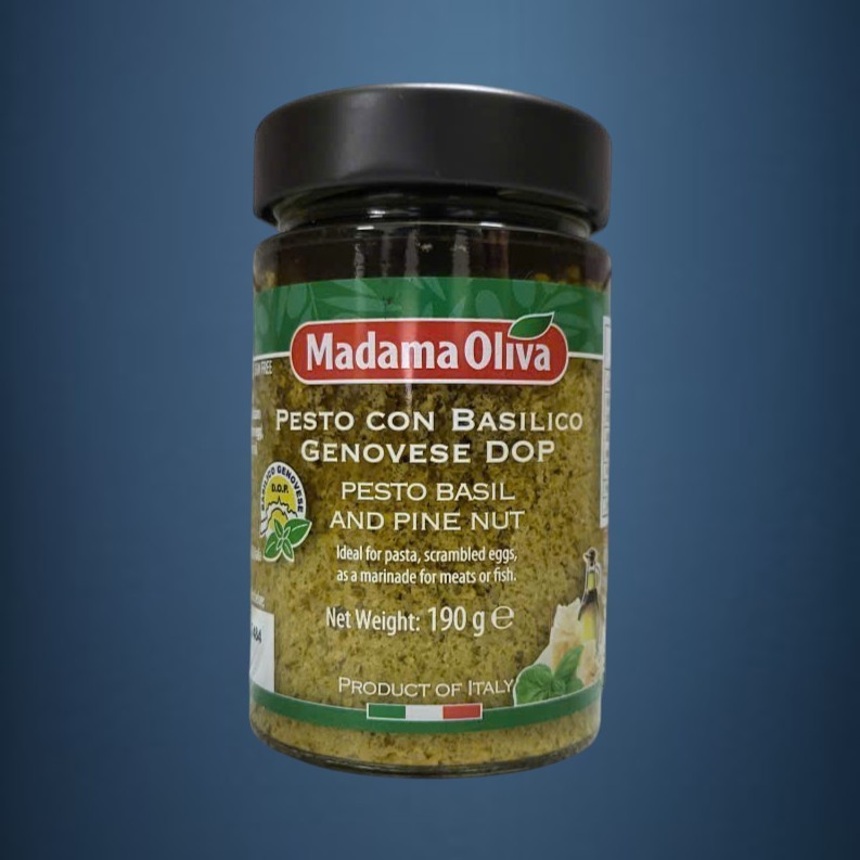 MADAMA OLIVA - Lọ XANH 190g - XỐT PESTO HÚNG QUẾ & HẠT THÔNG Ý Genovese Pesto Basil and Pine Nut
