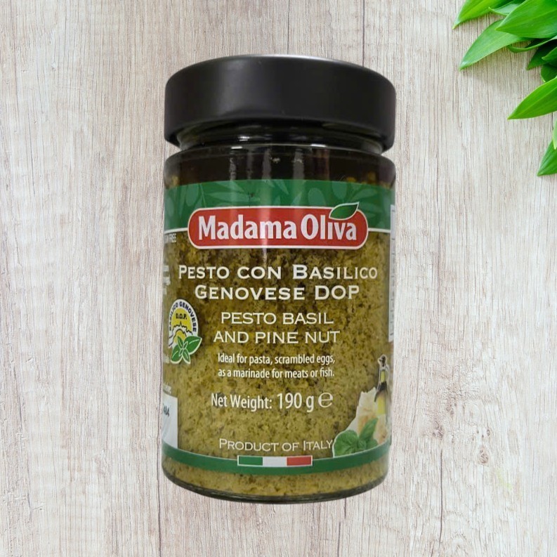 MADAMA OLIVA [Lọ XANH 190g] XỐT PESTO HÚNG QUẾ & HẠT THÔNG Ý Genovese Pesto Basil and Pine Nut