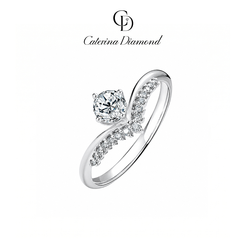 Nhẫn Caterina Diamond Kim Cương Moissanite Wishbone Crown DR073