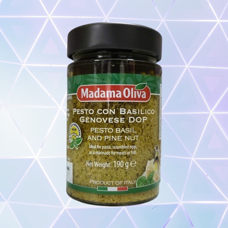 MADAMA OLIVA (Lọ XANH 190g) XỐT PESTO HÚNG QUẾ & HẠT THÔNG Ý Genovese Pesto Basil and Pine Nut