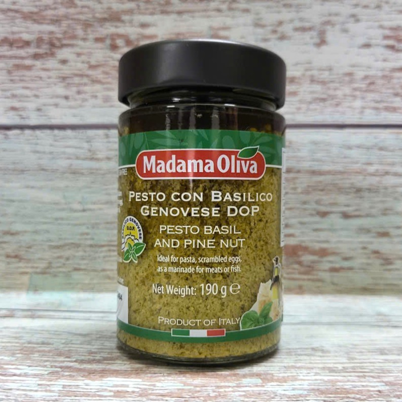 MADAMA OLIVA ++ Lọ XANH 190g ++ XỐT PESTO HÚNG QUẾ & HẠT THÔNG Ý Genovese Pesto Basil and Pine Nut