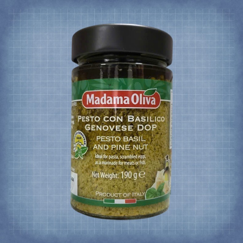 MADAMA OLIVA << Lọ XANH 190g >> XỐT PESTO HÚNG QUẾ & HẠT THÔNG Ý Genovese Pesto Basil and Pine Nut