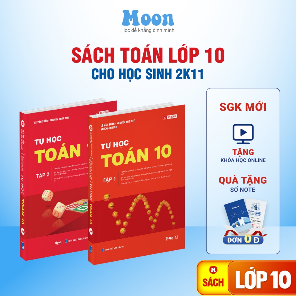 Combo 2 Sách id tự học Toán học lớp 10 chuẩn chương trình sgk mới moonbook
