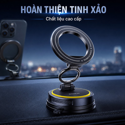 Giá đỡ điện thoại hút chân không MYT hít nam châm chất liệu hợp kim nhôm khớp xoay ba trục 720 độ dễ dàng lắp đặt