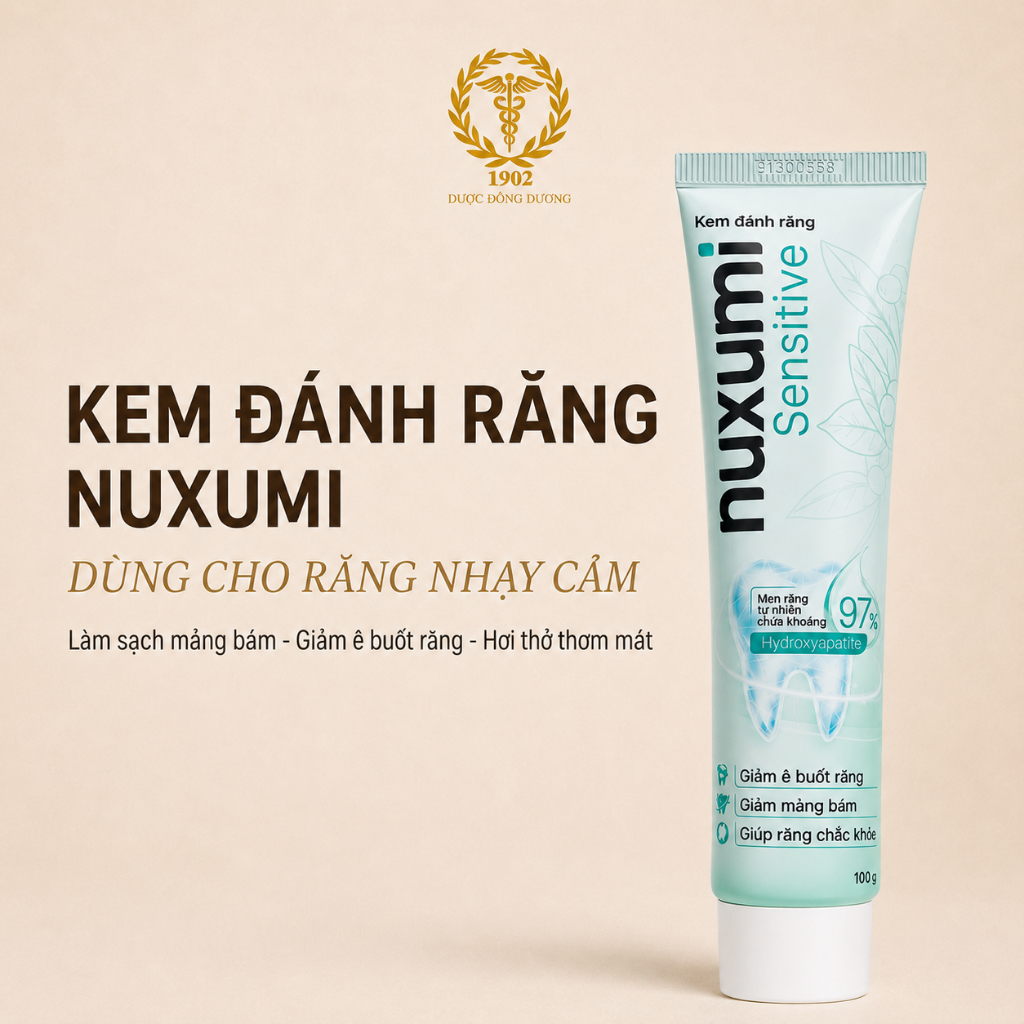 Kem Đánh Răng Nuxumi Sensitive, Làm Sạch Mảng Bám, Tái Khoáng Men Răng, Giảm Ê Buốt 100g
