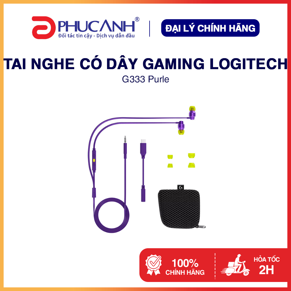 Tai nghe có dây Gaming Logitech G333 Purle - Hàng Chính Hãng, BH 24 tháng