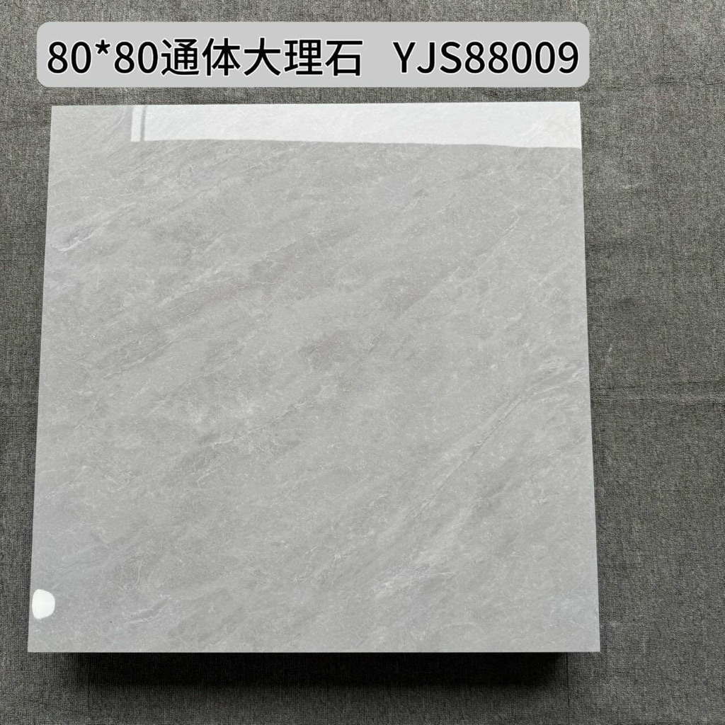 Gạch Lát Nền 80x80 Xương Trắng Men Bóng Vân Mây Xám Nhập Khẩu Phật Sơn Cao Cấp Phòng Khách