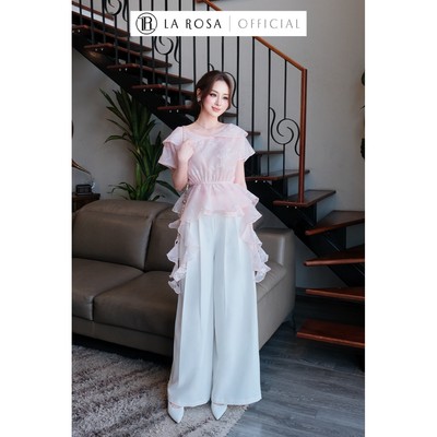 Set Công Sở Thanh Lịch Alice Cao Cấp, Áo Tơ Óng Hồng Pastel Phối Quần Ống Rộng Chất Chéo Kaki Tôn Dáng S1122