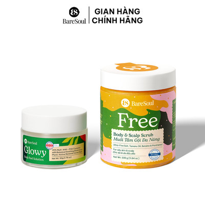 [TẶNG CỌ] COMBO Peel giảm thâm cơ thể Baresoul Glowy Peel 50g + Muối tắm gội đa năng Baresoul FREE 330g (ver 3.0)